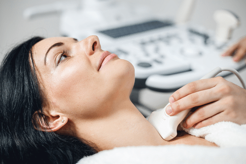 Patient receiving carotid ultrasound